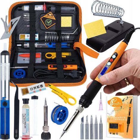 Rosfix SolderKit Pro 8w1 – Fer à souder 60W LCD réglable 200–450°C Set accessoires électronique (1/5)