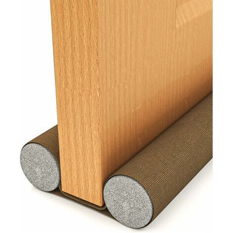 Lot de 2 Boudin de Porte Isolant – 90 cm Double Bas de Porte Isolant Coupe-Froid Ajustable Boudin Porte Isolation pour Dessous de Porte Intérieur et Extérieur Protection Contre,Marron (1/5)