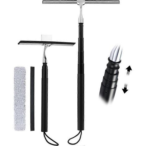 Nettoyeur de vitres télescopique 2 en 1 pour la maison (12-51 pouces), compatible avec les sols, les carrelages, les murs et les pare-brise de voiture. (1/5)
