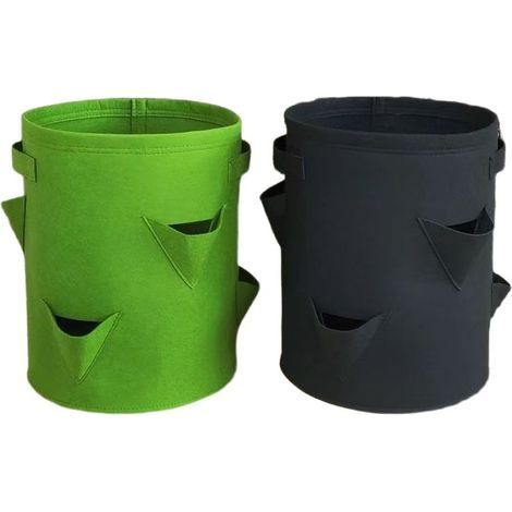 Erdbeerpflanzsäcke, Set mit 2 x 40 l/10 Gallonen Vliesstoffsäcken mit Sichtfenstern für die Gartenbepflanzung (1/5)