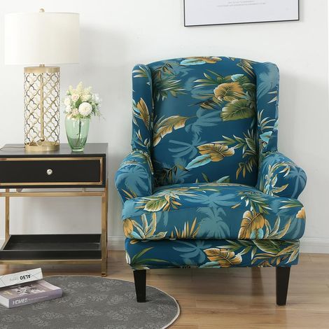 Housse extensible pour fauteuil, housse de canapé élastique douce en 2 pièces pour fauteuils à oreilles (1/4)