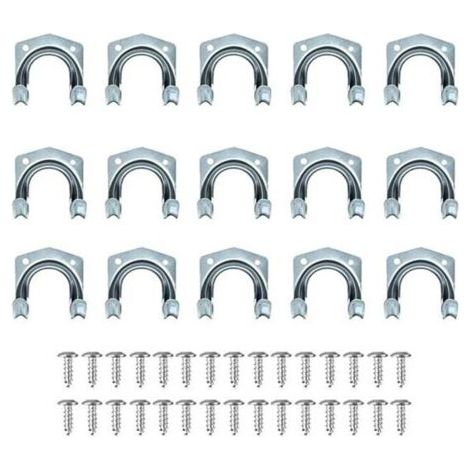 royaluxe-Lot de 15 Crochets Murales Double en Fer Galvanisé, Porte-Outils de Jardin pour Garage Remise Entrepôt, Capacité de Charge Élevée, avec 30 Vis (1/5)