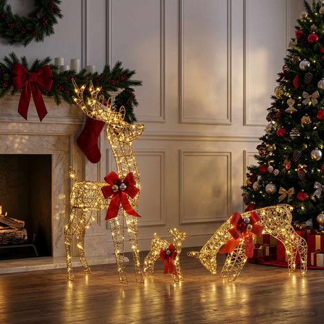 Decorazione natalizia famiglia di renne 3 pz 200 LED vidaXL (1/5)