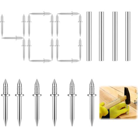 Lot de 400 clous de plinthes avec 4 outils de douille, clou sans couture, clous en acier, clous à double tête, vis de sécurité invisibles, pour plinthes, décoration d'intérieur (1/5)