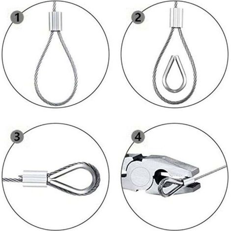 Kit de cable métallique - - 50 m - Inox 304 - Revêtu nylon - Résistant corrosion (1/4)