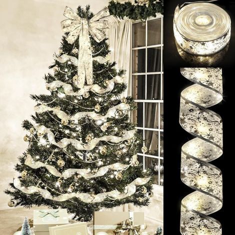 Lichterkette für den Weihnachtsbaum – 8 Beleuchtungsmodi zur stimmungsvollen Beleuchtung Ihres Baumes – 3,8 cm x 10 m, weißes Licht, USB-Anschluss (1/5)