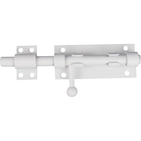 Verrou coulissant inox 5 pouces, blanc, sécurité pour portail, jardin, entrepôt et armoire. (1/5)