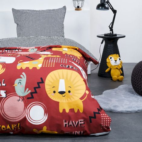 Parure de lit simple en coton imprimé "Animal Lovers" - Multicolore - 140 x 200 cm - Livraison gratuite (1/3)
