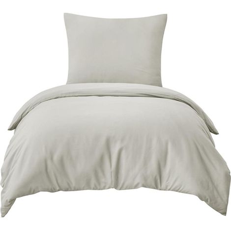 Bettwäsche 2tlg Mikrofaser Reißverschluss 155x220cm 80x80cm 06 Beige (1/5)