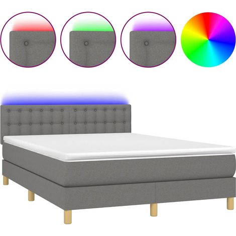Maison Exclusive - Letto a Molle Materasso e LED Grigio Scuro 140x200cm in Tessuto (1/5)