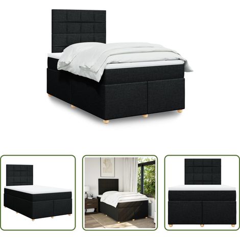 Sommeil réparateur - Sommier à lattes de lit avec matelas noir 120x190 cm tissu (1/5)