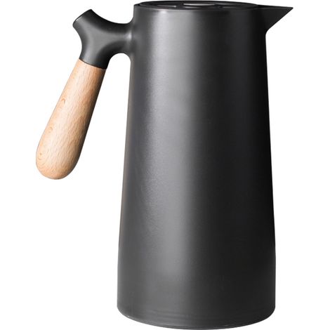 Bouilloire isotherme sous vide pour thé, eau et café, revêtement en verre multicouche, noire, 1 L, idéale pour la maison et le camping. (1/5)