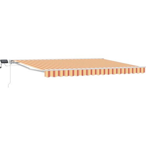 Manueller Markisenrahmen mit LEDs Gelb und Orange 5 x 3 m
