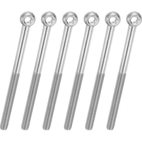 6 Pcs Boulon à Œil M8x120mm Boulon à Œillet de Levage pour Balancement d'Épaule, Vis Poisson en Acier Inoxydable 304, Filetage Métrique à Demi-Denture Trou Coulissant, Argentée (1/5)