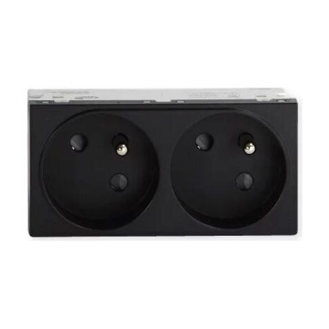 Prise TerCia 2 pôles + terre double spécial goulotte noir IBOCCO B45022 - Prise TerCia 2 pôles + terre double spécial goulotte noir IBOCCO B45022 (1/2)