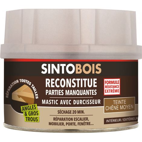 Sintobois Stucco per legno con indurente, confezione da 500 ml / 550 g, quercia media