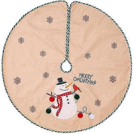 Bonita falda para árbol de Navidad, alfombra, decoraciones navideñas para fiestas con diseño de muñeco de nieve, para interiores y exteriores. (1/3)