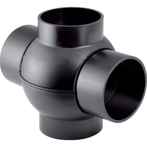 Geberit PE Kugelabzweig 88,5° zweifach, Anschlüsse 180° versetzt, DN 70 / 70, 365.275.16.1 (1/5)