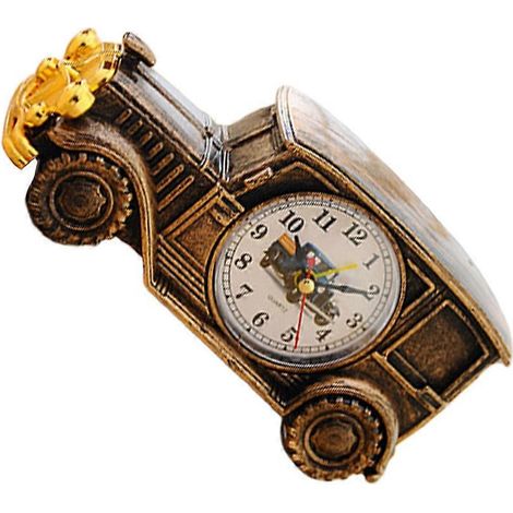 Réveil en forme de voiture, horloge de chevet en bronze, affichage de l'heure, idéal pour une chambre ou un dortoir, 1 unité (1/5)