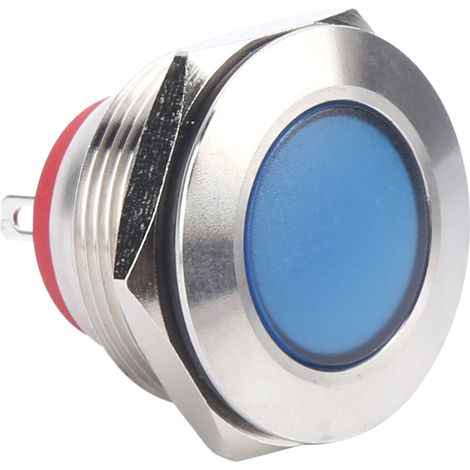 Voyant LED 22 mm en laiton nickelé, étanche, universel, bleu, 6 V