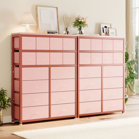 Grand capacité – Commode haute 16 tiroirs tissu pour chambre, entrée ou dressing – Structure métal robuste, plateau bois – Assemblage facile, sécurité anti-basculement – Idéale chambre bébé, enfant, f