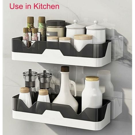 royaluxe - Lot de 2 Etagère Douche,Serviteur de Douche Sans Perçage, Paniers Rangement D'organisateur de Douche Mural pour Salle de Bain/Cuisine (1/4)