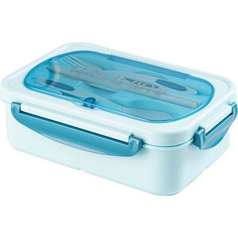 Coffret Bento pour adultes avec couverts - Boîte à lunch - Boîte à lunch adulte - Boîte à lunch enfant - Boîte Bento - Compatible micro-ondes - PP - Bleu (1/5)