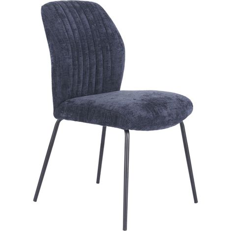 Home Heavenly® Pack 2 sillas comedor NALON, tapizadas con respaldo a rayas y patas negras, diseño moderno, 61x47x89 cm. Color: Azul (1/5)