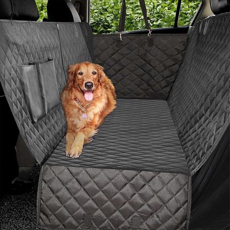 Protection de siège auto, protection de siège pour chien avec ailettes latérales, housse de siège arrière pour animaux de compagnie – noire, se transforme en hamac (1/5)