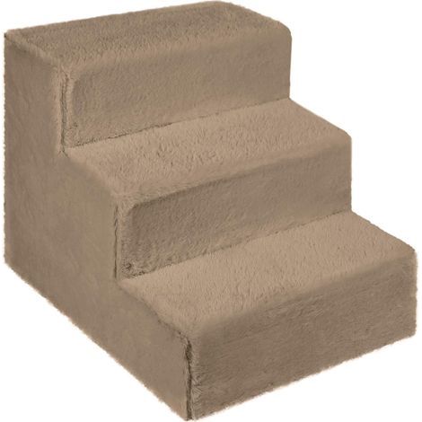 Hundetreppe, 3 Stufen, hellbraunes Holz, stabil und leicht, für Sofa und Bett (1/5)