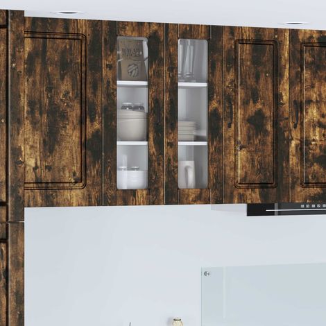 vidaXL Wall Glass Cabinet PORTO Smoked Oak 60 x 31 x 80 cm (1/5)