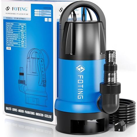 Pump for laden water, 750W motor, 19,500 L/h, Max discharge height: 8.5 m, Max immersion depth: 7 m, Particle size: 30 mm, 4 levels adjustable float (1/5)