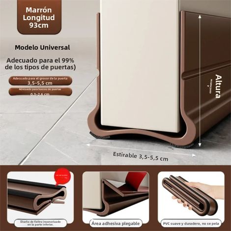 Joint de porte marron 93 cm en PVC souple, autocollant, doublure textile, coupe-vent et anti-poussière (1/5)