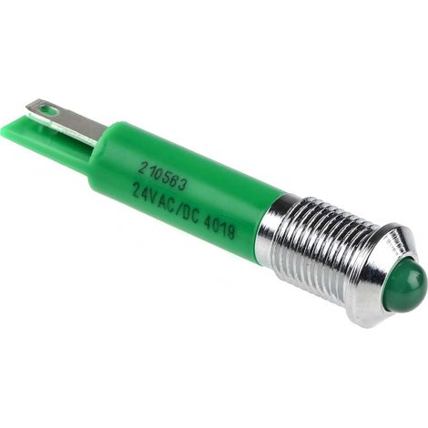 Voyant LED lumineux  Vert RS PRO, dia. 8mm, 24V c.a. ( Prix pour 1 )