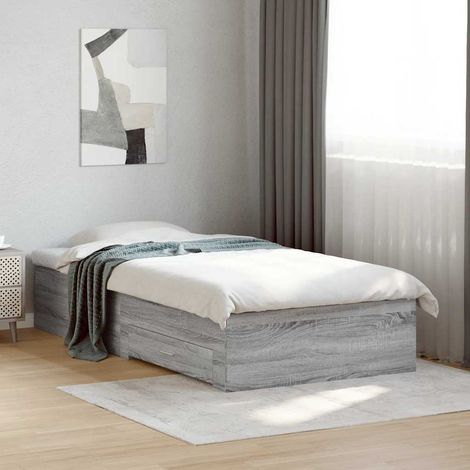 Bettgestell mit Schubladen Grau Sonoma 90x190 cm Holzwerkstoff (1/5)