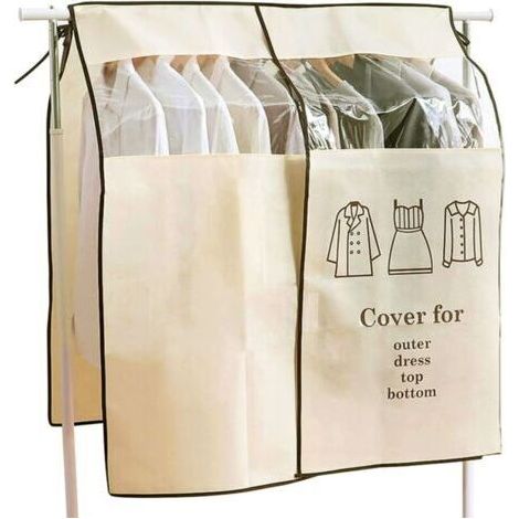 Housse Protège Housses de Vêtements 90 × 110cm Beige Housse de Anti-Poussière Protection Portant Universelle Garment Covers