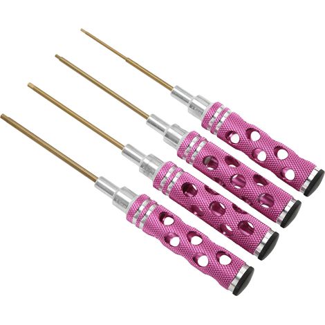 Jeu de 4 clés Allen (1,5 mm, 2 mm, 2,5 mm et 3 mm) pour véhicules et bateaux radiocommandés (violet). (1/5)