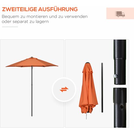 Parasol hexagonal orange 196 cm pour plage, balcon ou jardin, idéal extérieur.