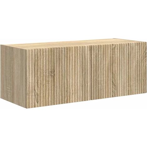 Mobile TV da parete moderno minimalista 78,5 x 31 x 29,5 cm con pratico vano portaoggetti in legno multistrato sonoma 020054903