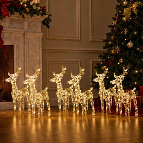 vidaXL Christmas Reindeers 6 pcs Warm White 240 LEDs Acrylic (1/5)