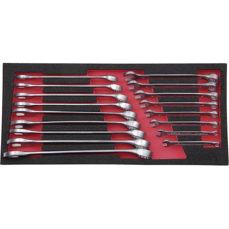 Módulo llaves combinadas 17 piezas 393 x 180 mm, adaptable a cajón de herramientas