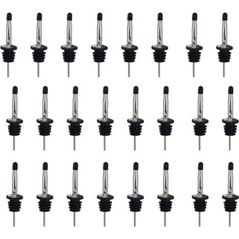 24 pièces Becs Verseurs Inox Design Conique avec Bouchon Noir, Protection Anti-Rouille pour Bars et Cocktails (1/5)
