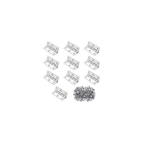 Charnière Inox,Charnière Porte,Charnières à Roulement,10PC 5534mm Paumelle,Charnière Plate,Charnière Invisible,Charnieres Meubles Pliantes,Avec 62PC Vis Pour La Maison Meubles Matériel Porte Tiroir (1/5)