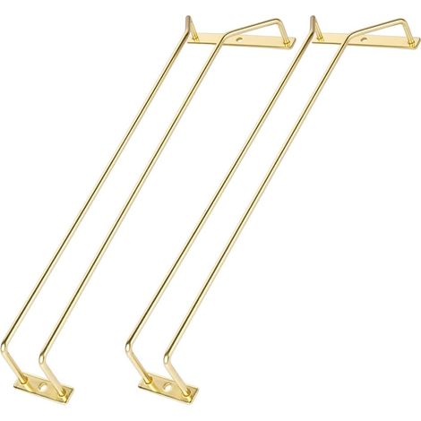Porte-verres à vin - 1 unité - Métal doré - Suspension sous étagère 2 rangées - Cuisine et bar - 40,5 cm (1/2)