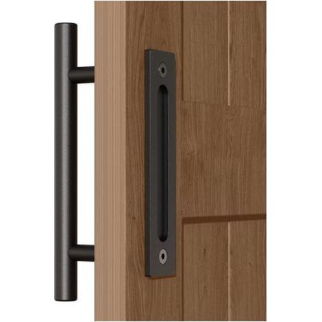 Poignée de porte coulissante noire de 10 po pour porte de grange coulissante (1/5)