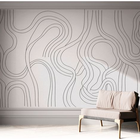Selbstklebend Tapete modern - Wanddeko für Küche - Klebefolie Wand - luxus Look Organische Linien 312x219 cm (1/5)