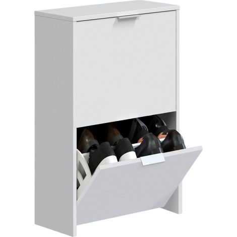 Dmora - Zapatero Valdosta, Zapatero que ahorra espacio con 2 puertas, Zapatero de entrada, Armario zapatero, 50x22h76 cm, Blanco, con embalaje reforzado