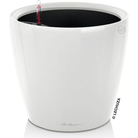 LECHUZA Vaso per fiori - Classico Premium LS 21 - Ø 22 x 20 cm - 3 L - Kit completo - Irrigazione automatica - Bianco brillante