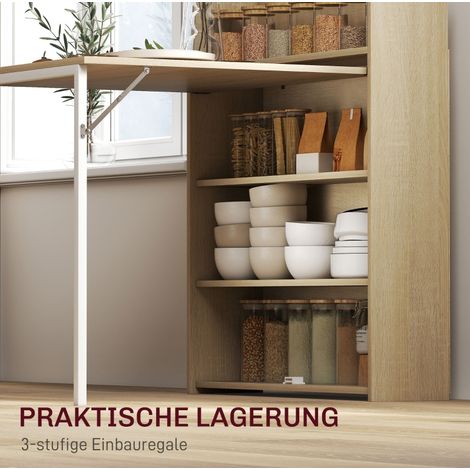 Klapp-Esstisch 91 x 78,5 x 93 cm aus Holz mit Regalen, platzsparend – MEUBLIV (1/5)
