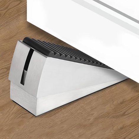 Türstopper – Großer Türstopper – Edelstahl – 13 × 7,8 × 4,5 cm – Höhenverstellbar – Für die meisten Türarten geeignet – Silber (1/4)